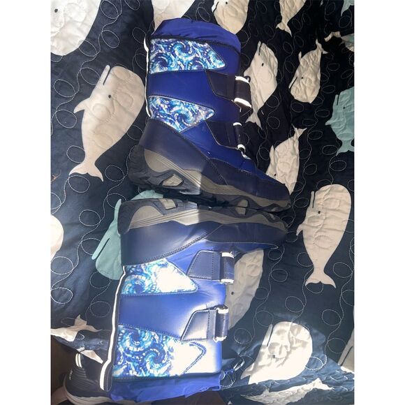 Lands' End Kids Winter Boots Size 4 Navy Blue Insulated Snow Flurry - Picture 7 of 8